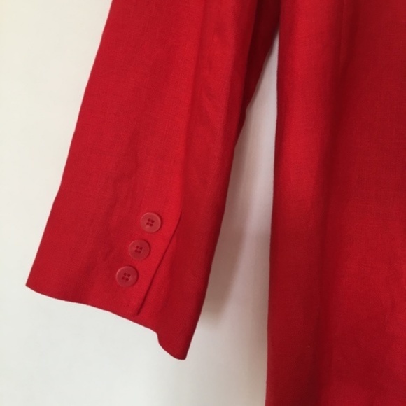 Vintage Coral Red Linen Blazer - Picture 5 of 5